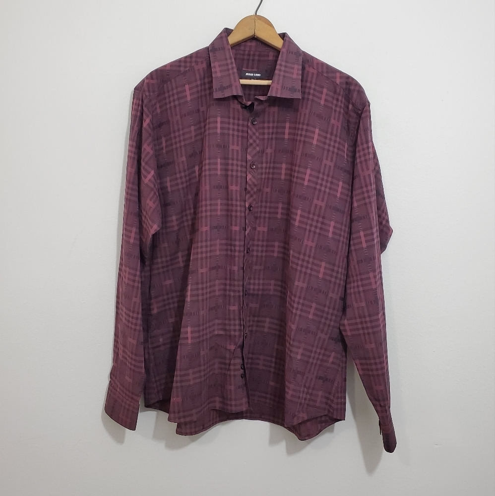 Jared Lang Burgundy/Black Plaid Button Down Shirt